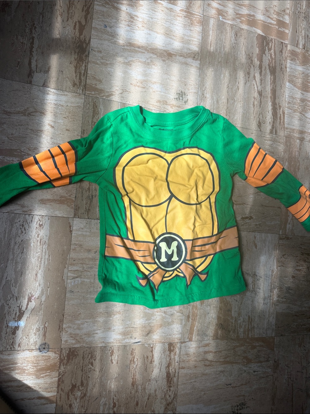 Green Ninja Turtle Costume Top with 'M' Belt - Kids